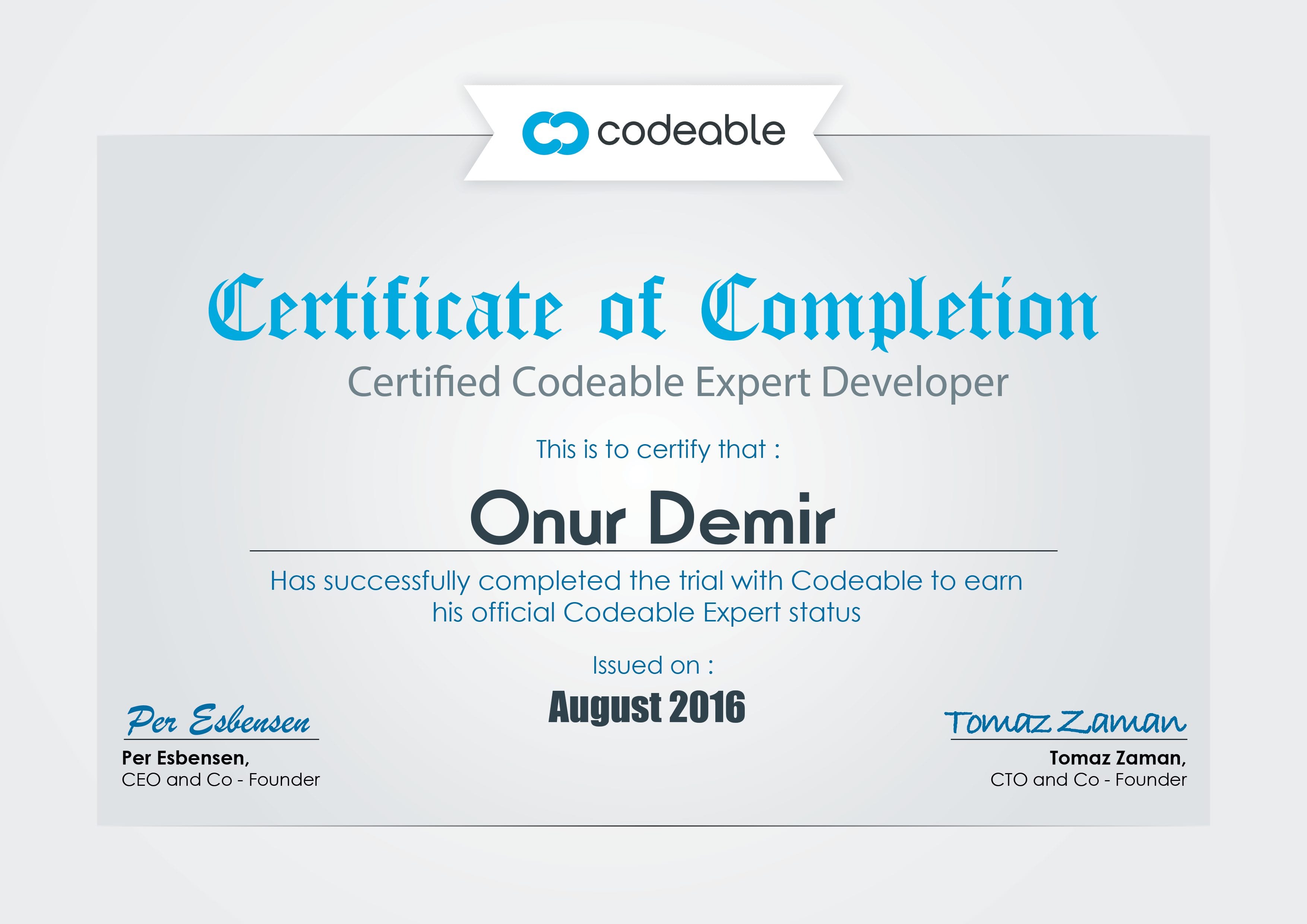 Codeable Certificate